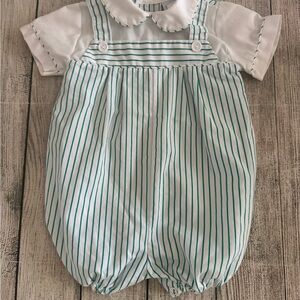 Vintage Alexis Striped green Baby Romper
